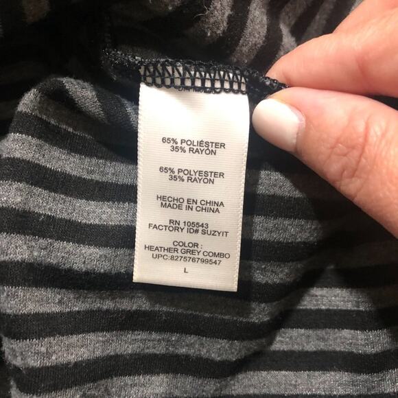 Daisy Fuentes black gray stripe dress LARGE - Picture 6 of 9